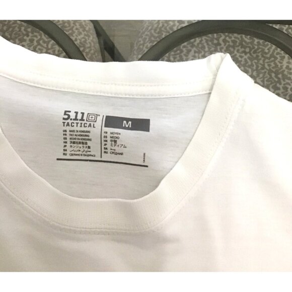 5.11 TACTICAL MENS WHITE PLAIN CREW NECK SHORT SLEEVE T-SHIRT SIZE MEDIUM - Picture 3 of 5
